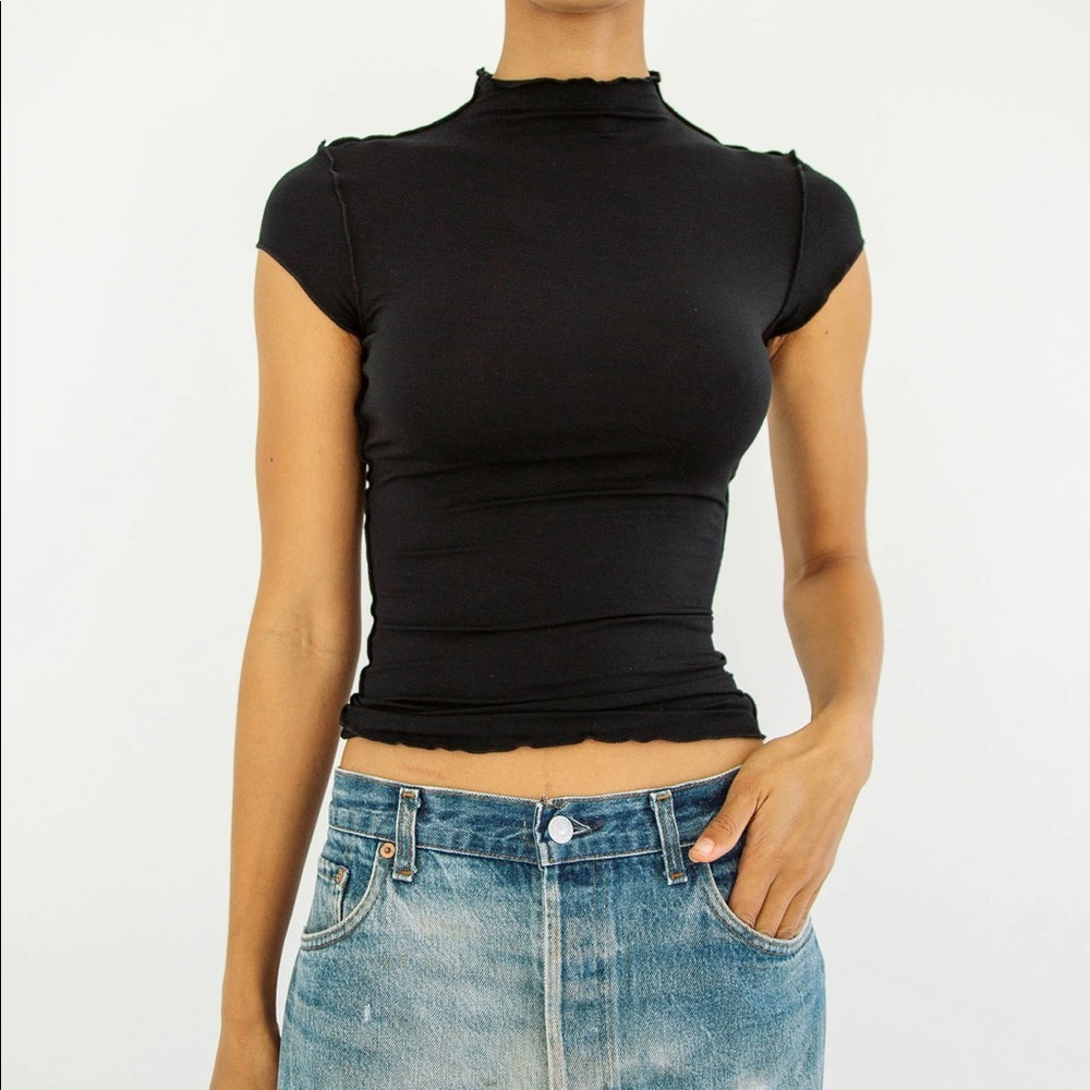 The Line By K Reese Mock Neck Top Black